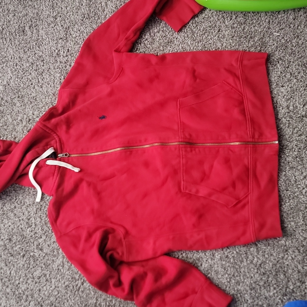 Red Pol Ralph Lauren Zip-up Hoodie